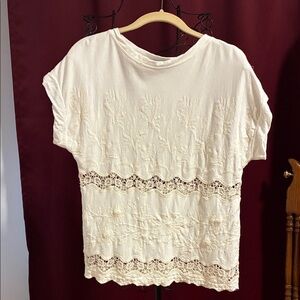Chic Embroidered Ivory Blouse